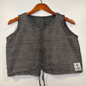Womens Camp Peace Vest One Size Lace Up Handmade Cotton Boho Indie Festival